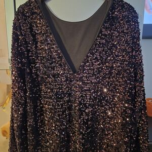 H&M Black Sequin Blouse